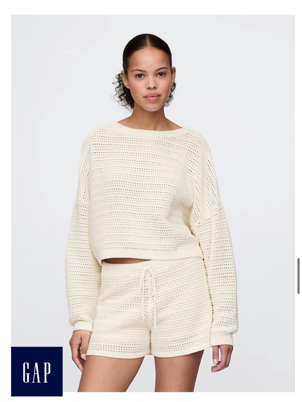 GAP Crochet Boatneck Crop Sweater